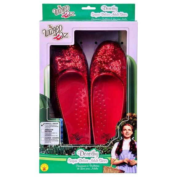 Rubies Women's Wizard of Oz Deluxe Dorothy Sequin Shoes, Red, Large 9-10 for