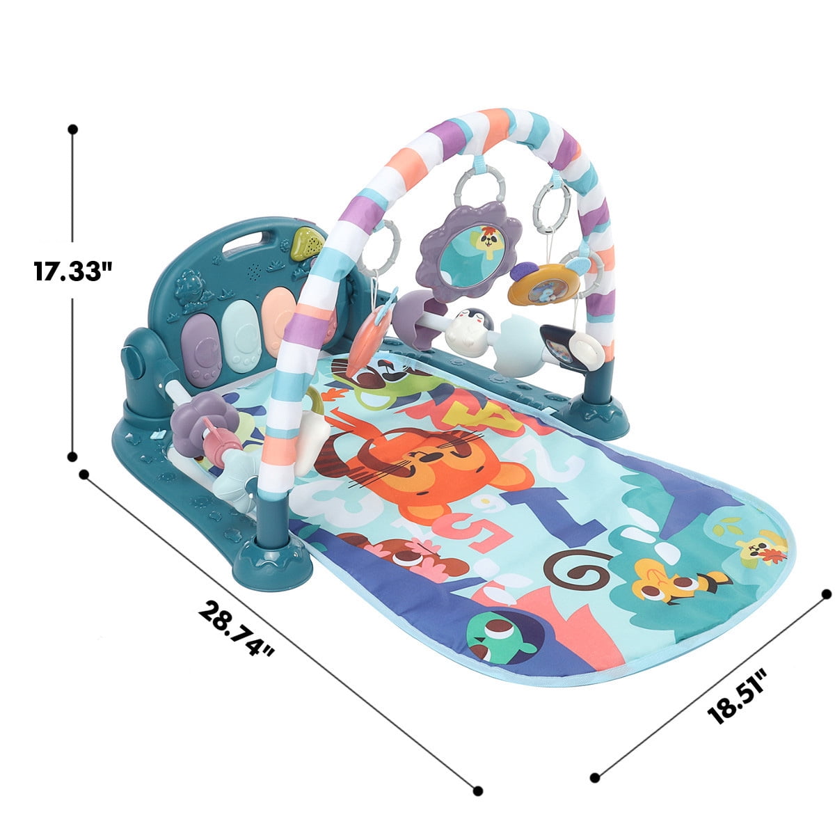 Baby Gym Play Mat, Caveen Musical Fitness Tummy Time Mat, for 0-36 Months Boys Girls, Navy