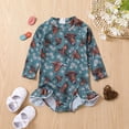 thumbnail image 2 of RUTAYY Summer Toddler Girls Long Sleeve Ruffles Cartoon Cow Prints Monokini One-Piece Swimwear Beach Onesie Swimsuit Bikini Pool Brazilian Beachwear, 18-24 Months, 2 of 7