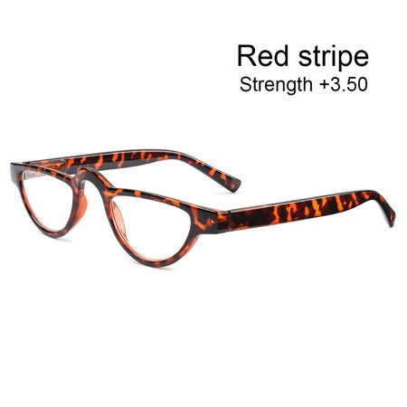 +0~+3.5 Portable Vision Care Diopter +0~+3.5 Women&Men HD Gradient Presbyopic Eyeglasses Hyperopia Glasses Cat Eye Reading Glasses Magnifying Eyewear RED STRIPE STRENGTH +3.50