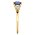 thumbnail image 3 of 2 ct Round Cut Simulated Tanzanite 3 Stone 18K Yellow Gold Womens Engagement Ring, 3 of 5