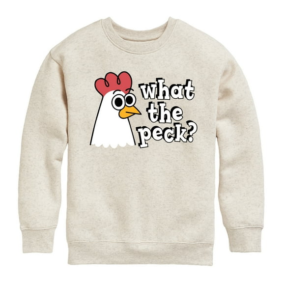 Instant Message - What The Peck Chicken - Toddler & Youth Crewneck Fleece Sweatshirt