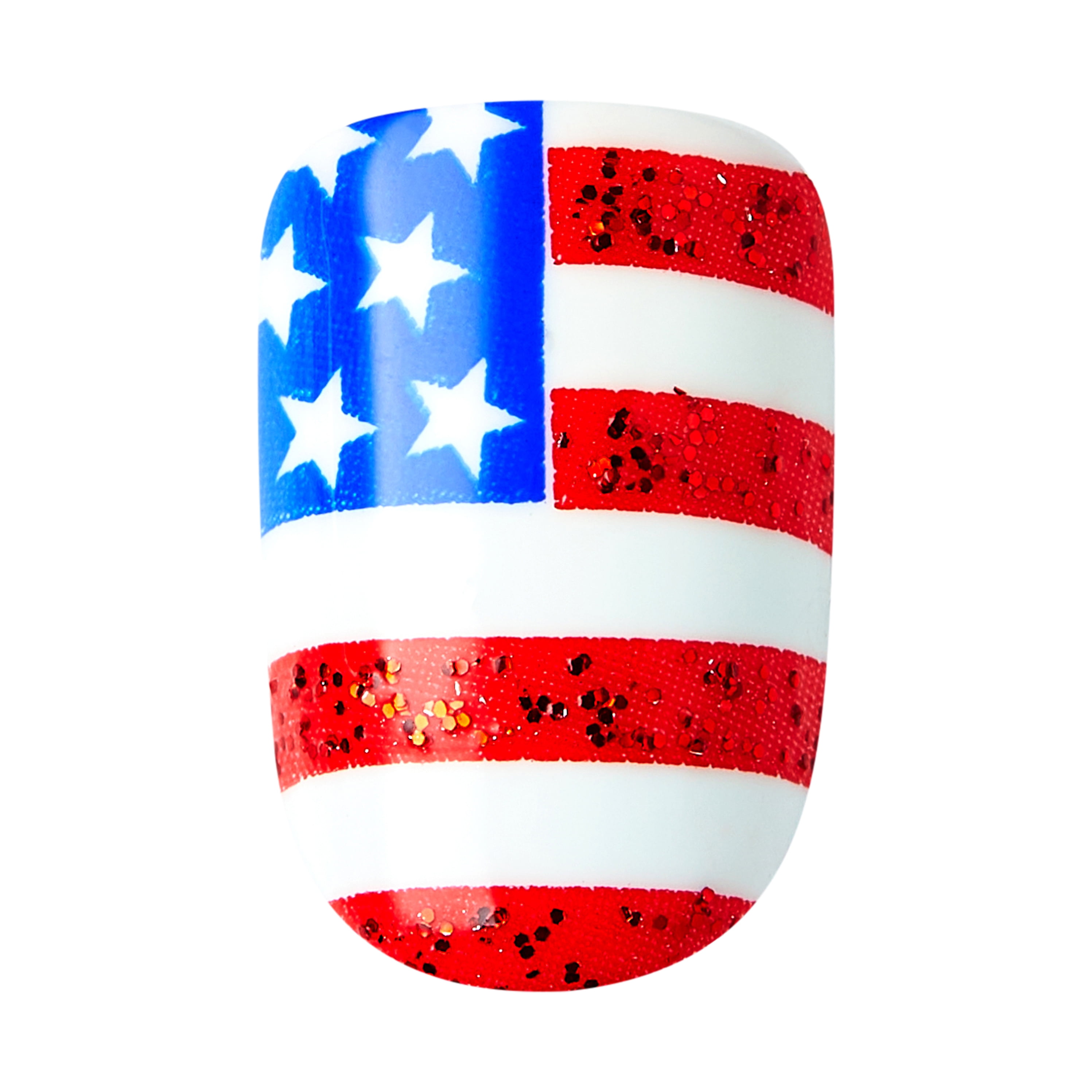 imPRESS Short Square Press-On Nails, Red, White & Blue, 30 Pieces
