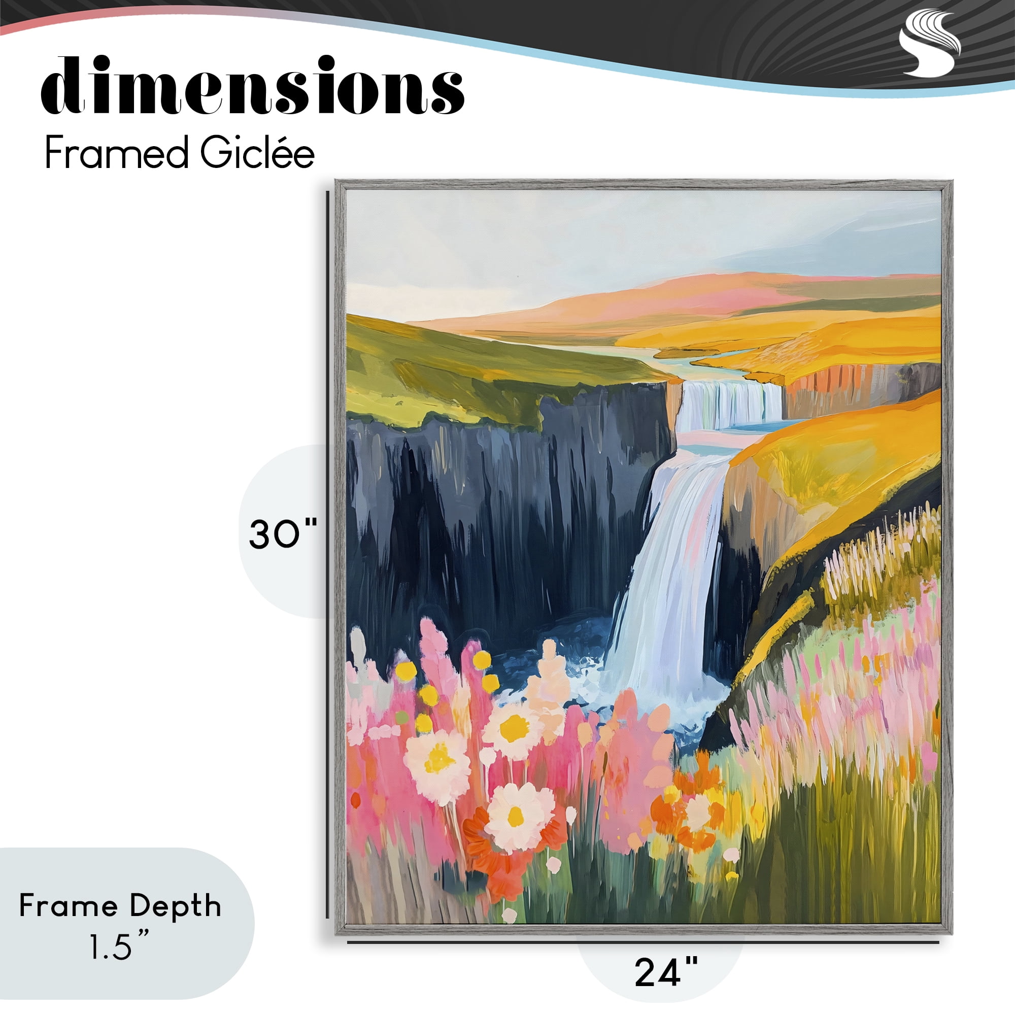 Stupell Industries Colorful Waterfall in Valley Gray Framed Giclee Art, design by The Prints Vibe