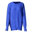 thumbnail image 1 of Gibobby Suéter para mujer, Suéter Trenzado de Cuello Redondo algodón Suéter para Mujer(Azul,Talla única), 1 of 3