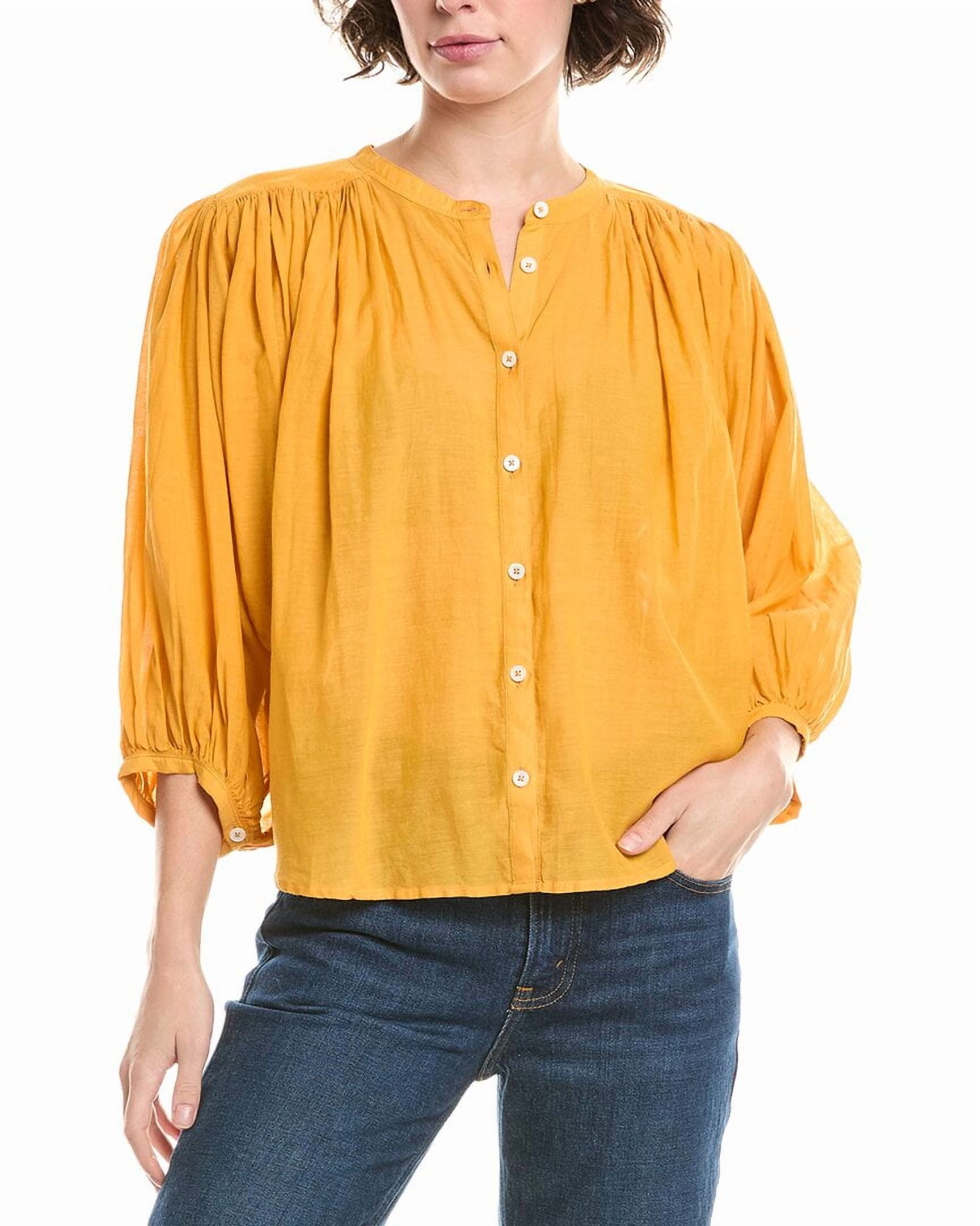 Madewell womens Balloon Sleeve Top, XXS, Yellow - Walmart.com