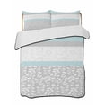 thumbnail image 2 of Quilts Twin Size, Aqua Grey Soft Comforter Bedding Set for Bed, Chic Garden Floral Stripe Embroidery Design Lightweight Quilted Bedspread with Pillow Cover(2 Pieces) for All Season, 68x86 Inch, 2 of 6