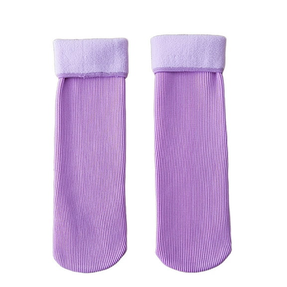 WZXFASHION Fleece Lined Thermal Snow Socks, Heavy Duty Winter Boot Socks, Extreme Cold Weather Hiking and Outdoor Socks PurpleOne Size