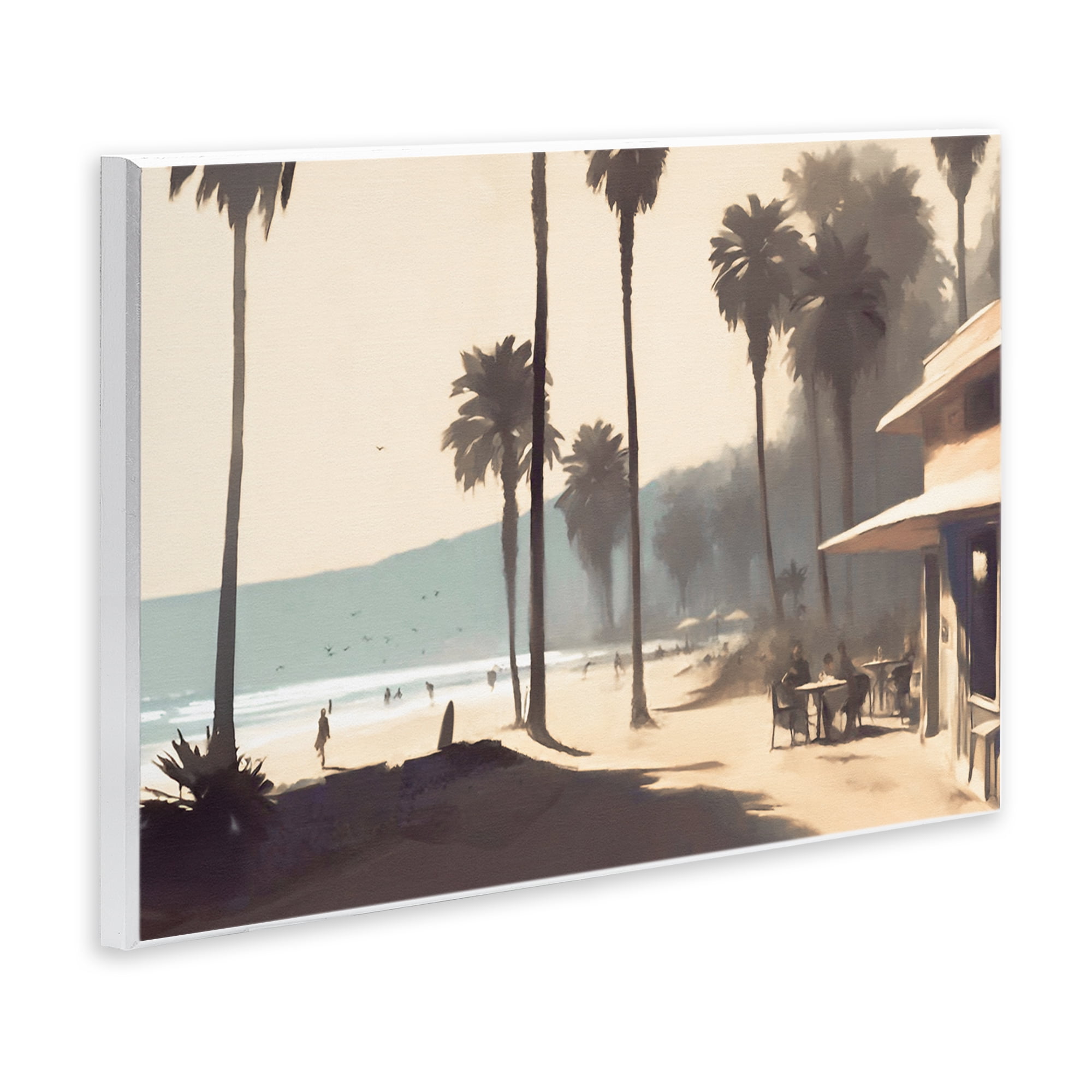 Stupell Industries Pink Canopy Beach Scene Landscape & Nature Painting Unframed Art Print Wall Art, 19 x 13