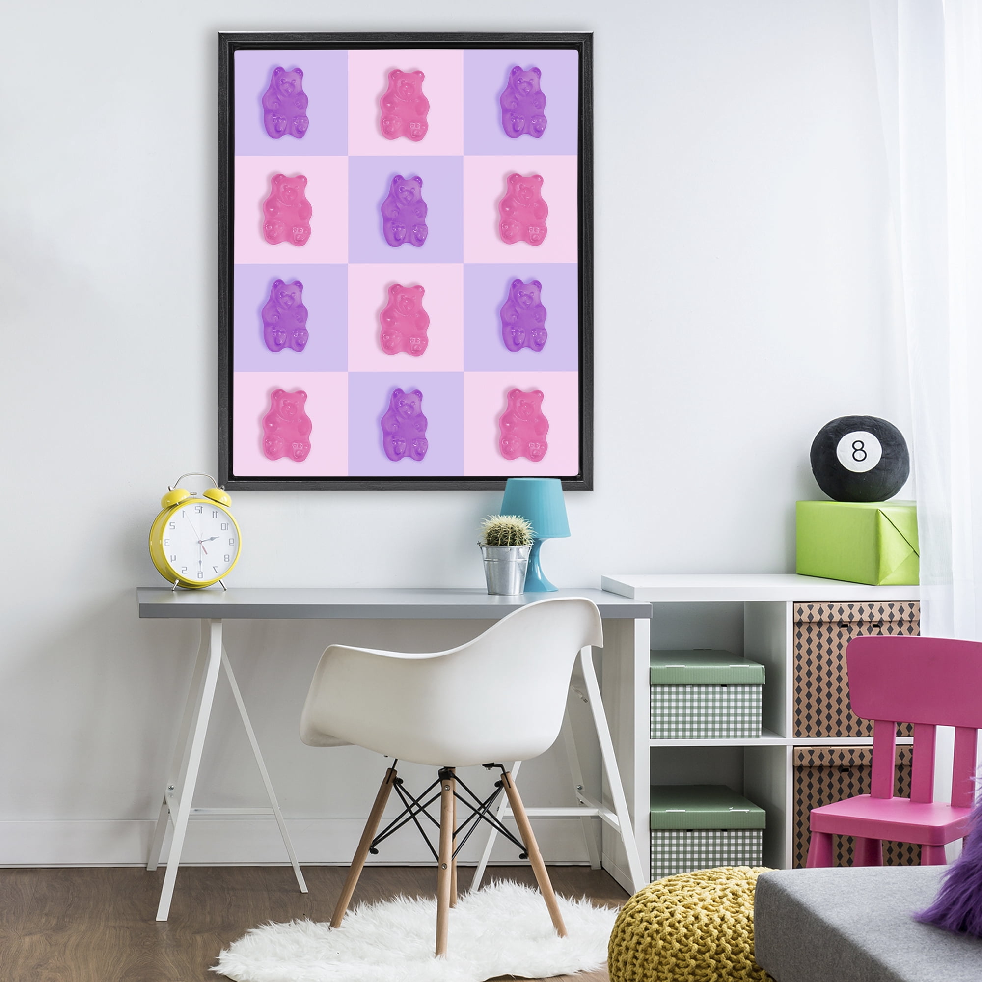 Stupell Industries Pink & Lilac Candy Bears Black Framed Floater Canvas Wall Art, design by LISH Creative