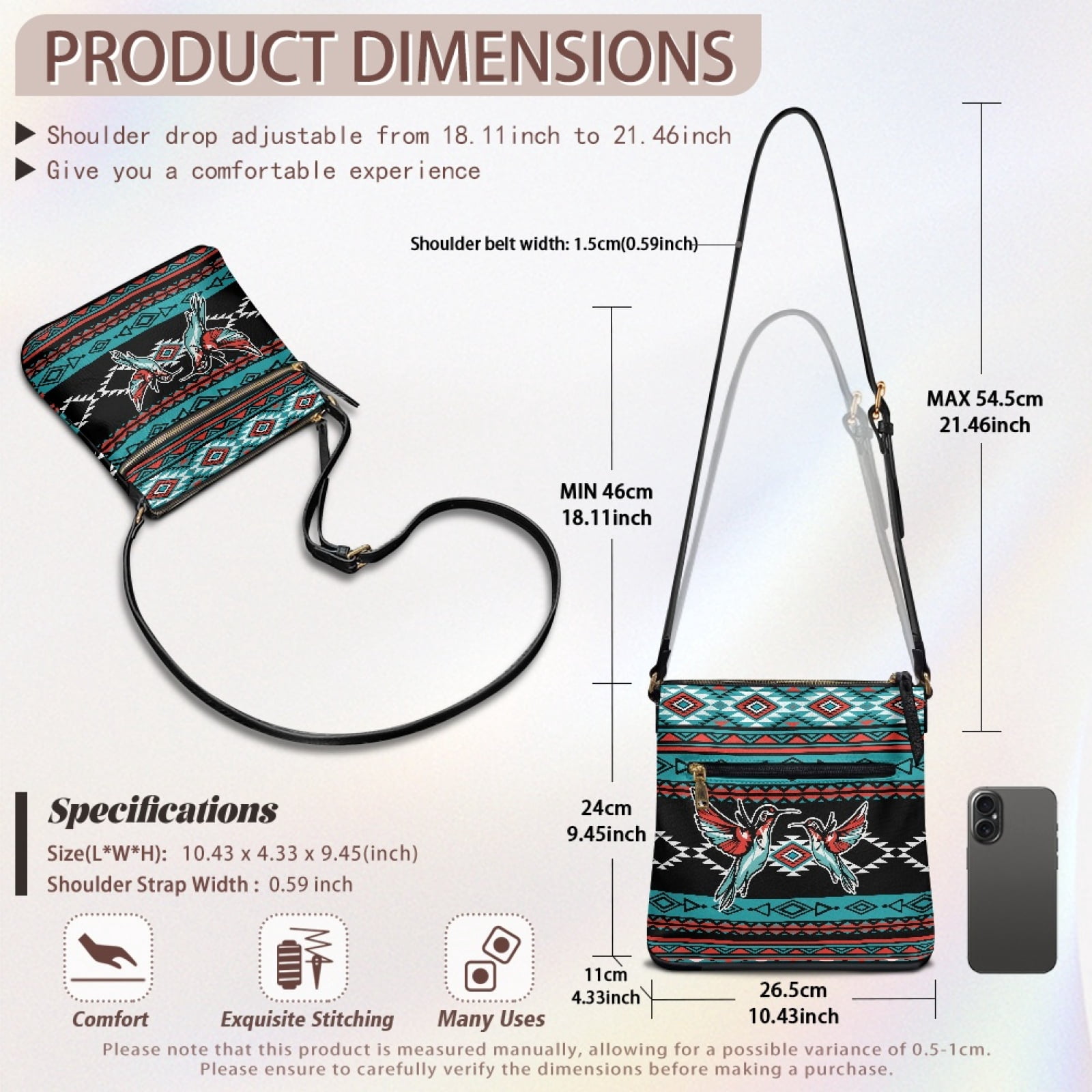LedBack Aztec Hummingbird Women Satchel Bag Crossbody Leather Hobo Purse Shoulder Bag Handbag for Women Ladies, Portable Cross Body Purse Messenger Bag for Shopping Work, Green
