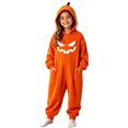 thumbnail image 4 of Kids Pumpkin Lantern Hooded Onesie Plush Halloween Pumpkin Romper with Hood One Piece Jumpsuit, 4 of 4