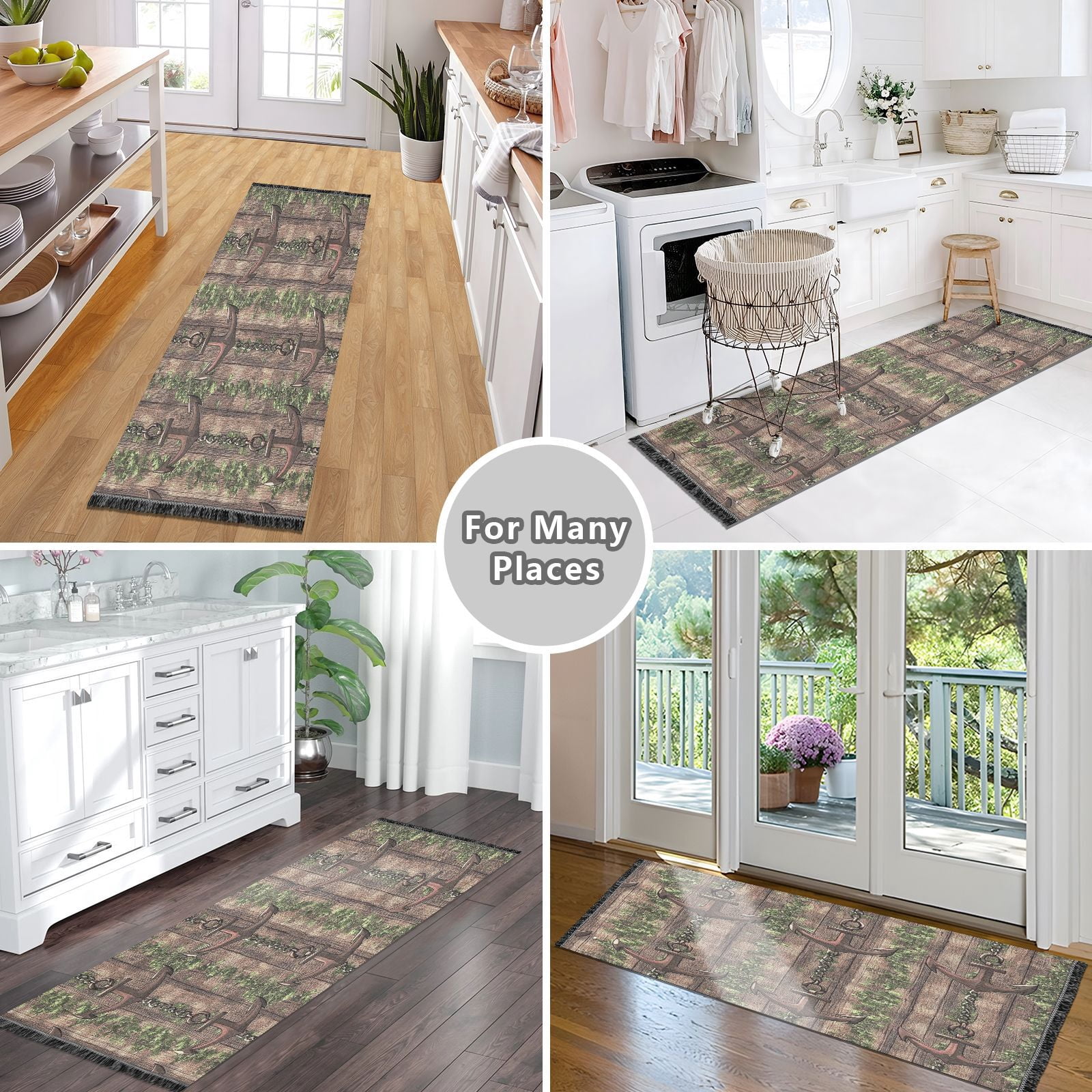 Rustic Anchor Chains 72x23.5" Bedroom Runner Rug, Durable and Non-Slip for Hallways and Living Rooms