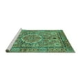 thumbnail image 2 of Ahgly Company Machine Washable Indoor Round Abstract Turquoise Blue Modern Area Rugs, 4' Round, 2 of 4