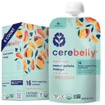 Cerebelly Organic Baby Food Sweet Potato Mango 4 oz Puree Toddler Pouches 6 Pack