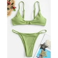 thumbnail image 2 of Qiylii Summer Ladies Split Bikini Set, Adults Women Simple Style Solid Color Ring Decoration Bikini Backless Swimsuit Swimwear, 2 of 5
