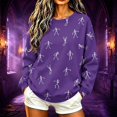 thumbnail image 5 of Womens Halloween Dancing Skeleton Sweatshirts Spooky Season Crewneck Shirt Long Sleeve Horror Skull Pullover Top, 5 of 5