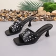 thumbnail image 5 of Wensltd High Heel Sandal for Women Chunky Block Heel Square Toe Comfortable Dress Shoes Weddings Party, 5 of 9