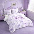thumbnail image 2 of Erosebridal Letter Y Initial Monogrammed 7-Piece Bedding Comforter Set,Purple Girly Bowknot King Bedding Sets For Kids,Reversible, 2 of 7