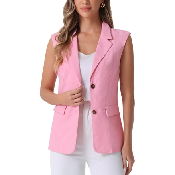 CHALECO SIN MANGAS INSPIRE CHIC para Mujer, Traje de Oficina Casual, Talla XS, Color Rosa