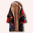 thumbnail image 2 of Flannel Jackets for Women with Hood Open Front Lined Shacket Jacket Vintage Print Loose Fit Casual Fall Winter Warm Womens Plaid Coat, 2 of 4