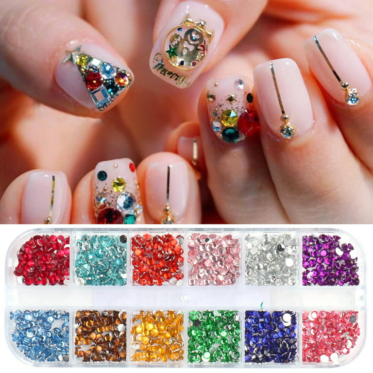 opvise Nail Resin Rhinestone Flat Back Beautify Nails 3mm 3D Manicure Nail  Art Decorations for Girls 