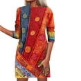 thumbnail image 1 of Robes pour Femmes Mode Décontractée Manches Longues Imprimé Col Rond Robe de Soirée Quotidienne, 1 of 5