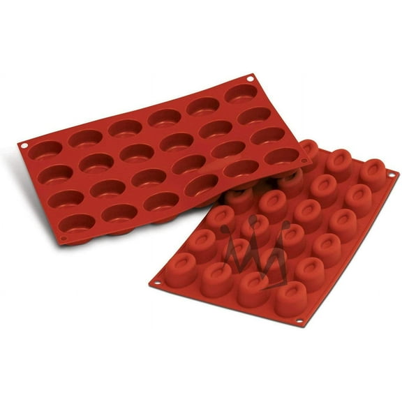 Silikomart Professional SF083 Silicone Baking Mold Small Oval Savarin 0.54 Oz, 1.61" x 1.14" x 0.78" High, 24 Cavities 1 Each