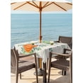 thumbnail image 2 of Outdoor Tablecloth with Umbrella Hole and Zipper, Fall Green Square Table Cloth 60x60 Inch Waterproof Tablecloth, Orange White Thanksgiving Pumpkin Eucalyptus Picnic Table Cover for Patio Camping, 2 of 7