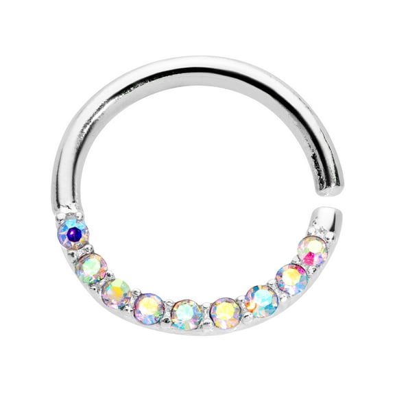 Body Candy 20G Stainless Steel Nose Rings Cartilage Tragus Daith Aurora Accent Nose Hoop for Women 5/16"