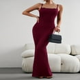 thumbnail image 4 of POINTERTECK Stylish Solid Color Lace Trim Bodycon Long Dress for Women, 4 of 7