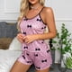 thumbnail image 3 of Gibobby suelta y esponjosa Ropa de dormir con estampado de pajarita para mujer, conjunto de pantalones cortos sin mangas de realce Sexy de dos piezas, ropa interior Sexy, traje de dormir (Morado, S), 3 of 4