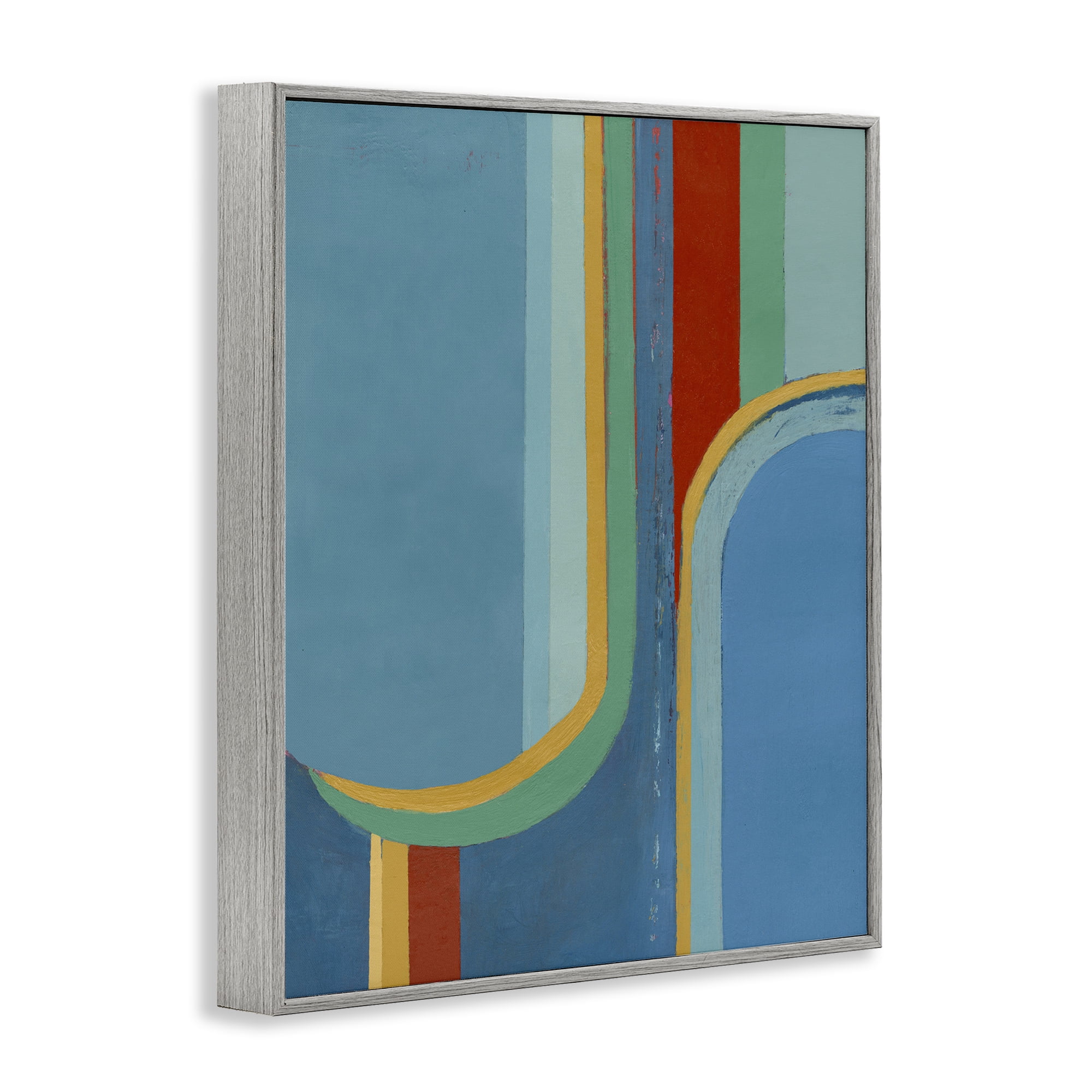 Stupell Industries Blue & Red Arches Abstract Painting Gray Framed Art Print Wall Art, 24 x 30