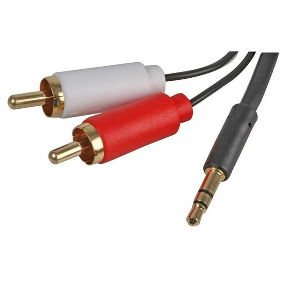 PRO SIGNAL - Slim 3.5mm Stereo Plug to 2x Phono (RCA) Plug Lead, 0.5m Black