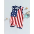 thumbnail image 3 of Suealasg Newborn Baby Boys Girls My 1St Fourth of July Jumpsuit Sleeveless Star Striped Print Romper Bodysuit Infant Summer One-Piece Clothes for Boys Girls, 3 of 8