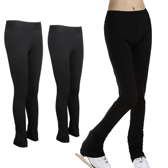 Pantalones de patinaje artístico sobre para niñas para mujer Pantalones de pantalón negro Talla DYNWAVEMX Pantalones largos de patinaje artístico sobre hielo