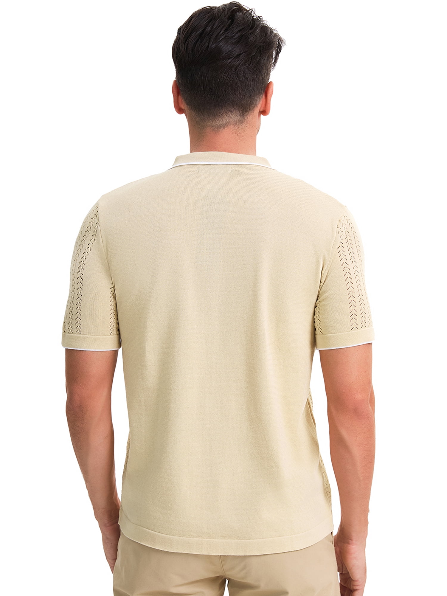 DARING DIVA Men's Knit Button Down Casual Vintage Short Sleeve Polo Shirt XL khaki