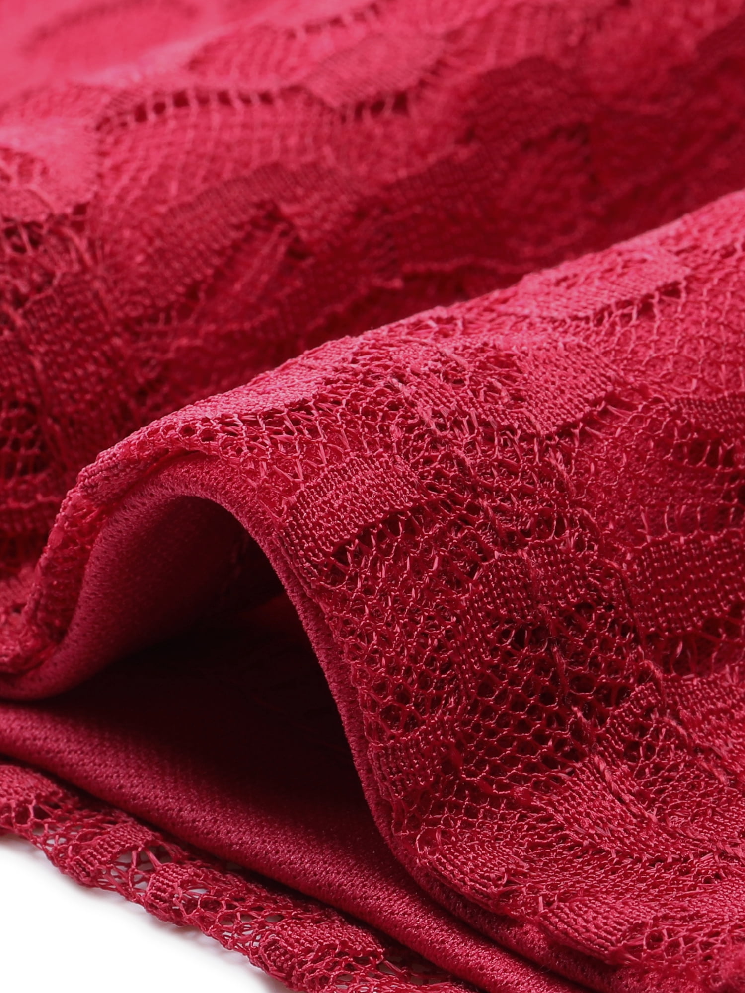 DARING DIVA V Neck Swing A-Line Cocktail Wedding Midi Lace Dress 1X Red