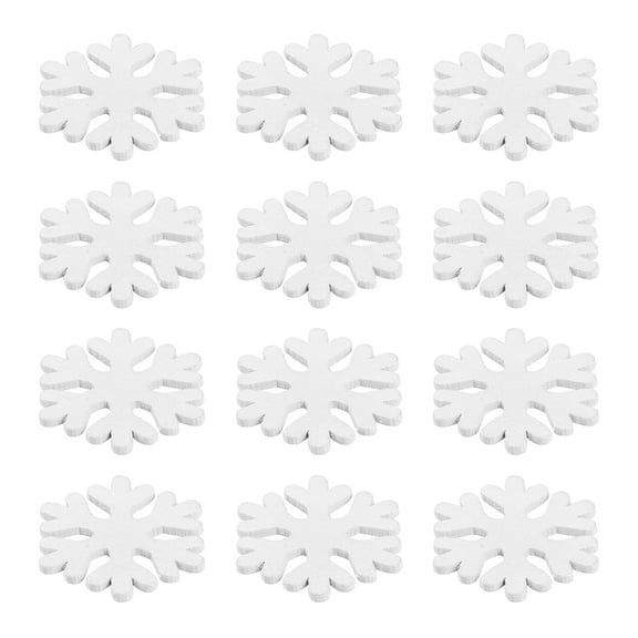 Unbranded BESTOYARD 100PCS White Wooden Mini Snowflake Christmas Decoration Craft Supplies
