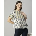 thumbnail image 2 of Moomaya Womens Printed Cotton Blouse, Boho Top, Short Sleeves Summer Top, 2 of 7