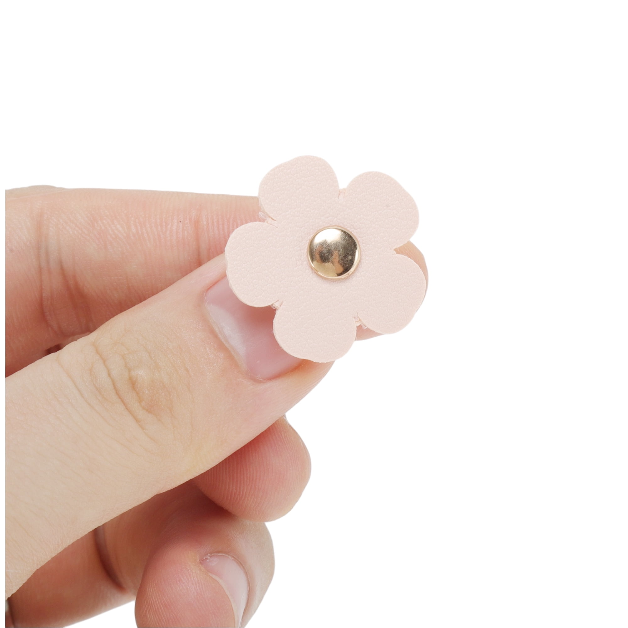 Unique Bargains Faux Leather Flower Shoelace Charms 1 Pair Light Pink