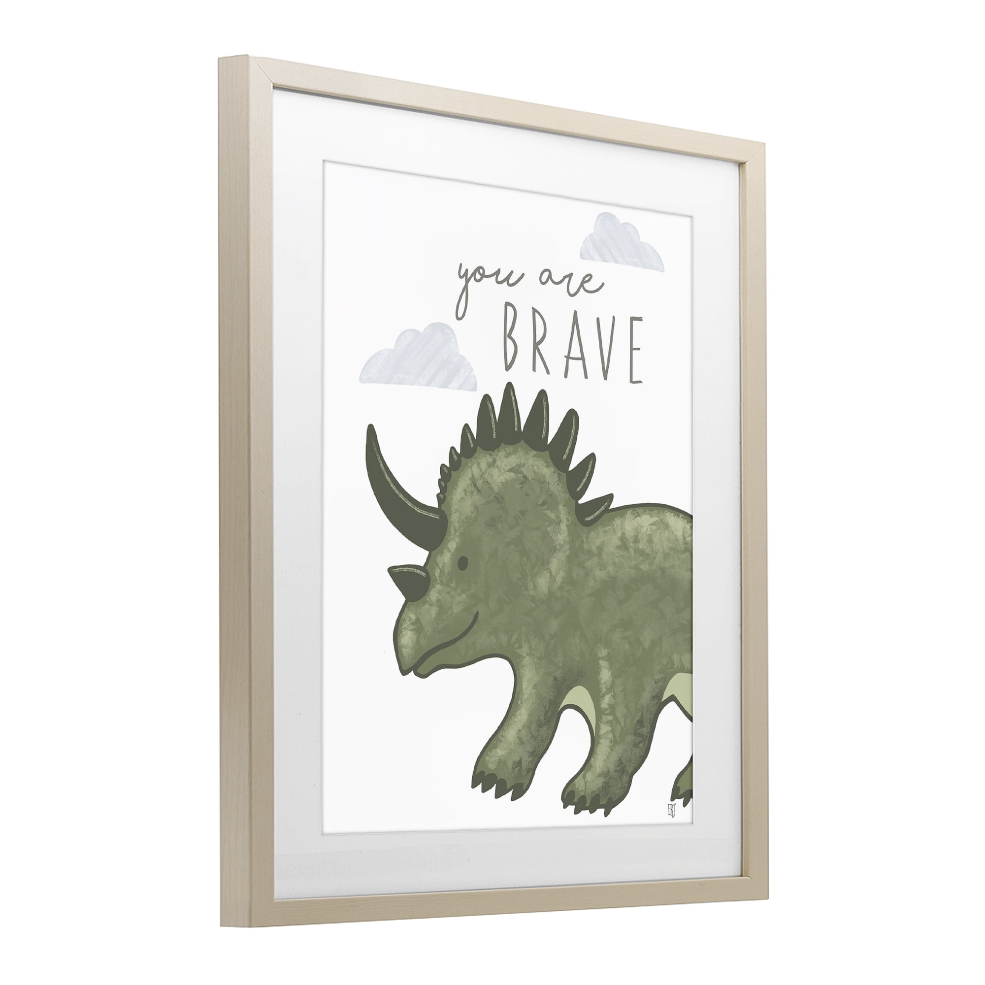 Stupell Industries You Are Brave Dinosaur Birch Framed Print Under Glass, design by Elizabeth Tyndall