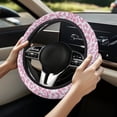 thumbnail image 2 of Uorisanigo Cow Print Fluffy Steering Wheel Cover Pink Car Steering Wheel Cover for SUV Vehicle Sedan Soft Car Steering Wheel Protector for Drivers Warm Car Wheel Covers 15 Inch Gift for Birthday, 2 of 8