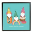 thumbnail image 2 of Stupell Industries Whimsical Chilling With Gnomies Phrase Patterned Teal Design Framed Wall Art, 17 x 17, Design by Lisa Perry Whitebutton, 2 of 5