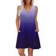 thumbnail image 2 of Vestido Corto para Mujeres Verano sin Mangas Cuello en V, Impresión de Moda con Bolsillos, Poliéster de Algodón Casual, 2 of 9