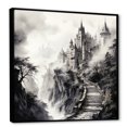 thumbnail image 2 of Designart "Foggy Fairytale Castle in Grey" Fashion Framed Wall Art - Modern Grey Fantasy Hallway Framed Wall Art Decor, 2 of 6