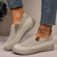 thumbnail image 4 of Beige Shoes For Ladies Casual Comfortable Knitwear Mesh Breathable Round Toe Closed Toe One-Foot Shallow Mouth Flat Spring Summer Slip On Daily Use Size 39, 4 of 7