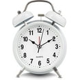 thumbnail image 4 of Analog Alarm Clock Extra Loud Twin Bells Retro White 4 Inch Silent Non-Ticking Q, 4 of 5