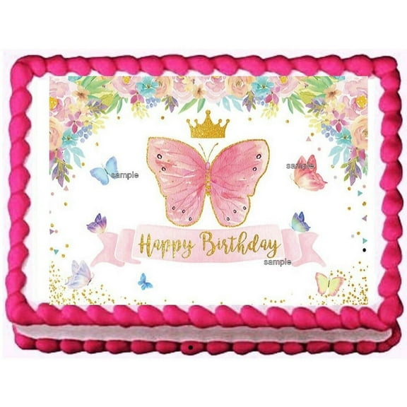 Butterfly Princess Birthday Image Edible Cake Topper, by Edible Cake Toppers