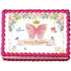 Butterfly Princess Happy Birthday Image Edible Cake Topper Frosting Sheet